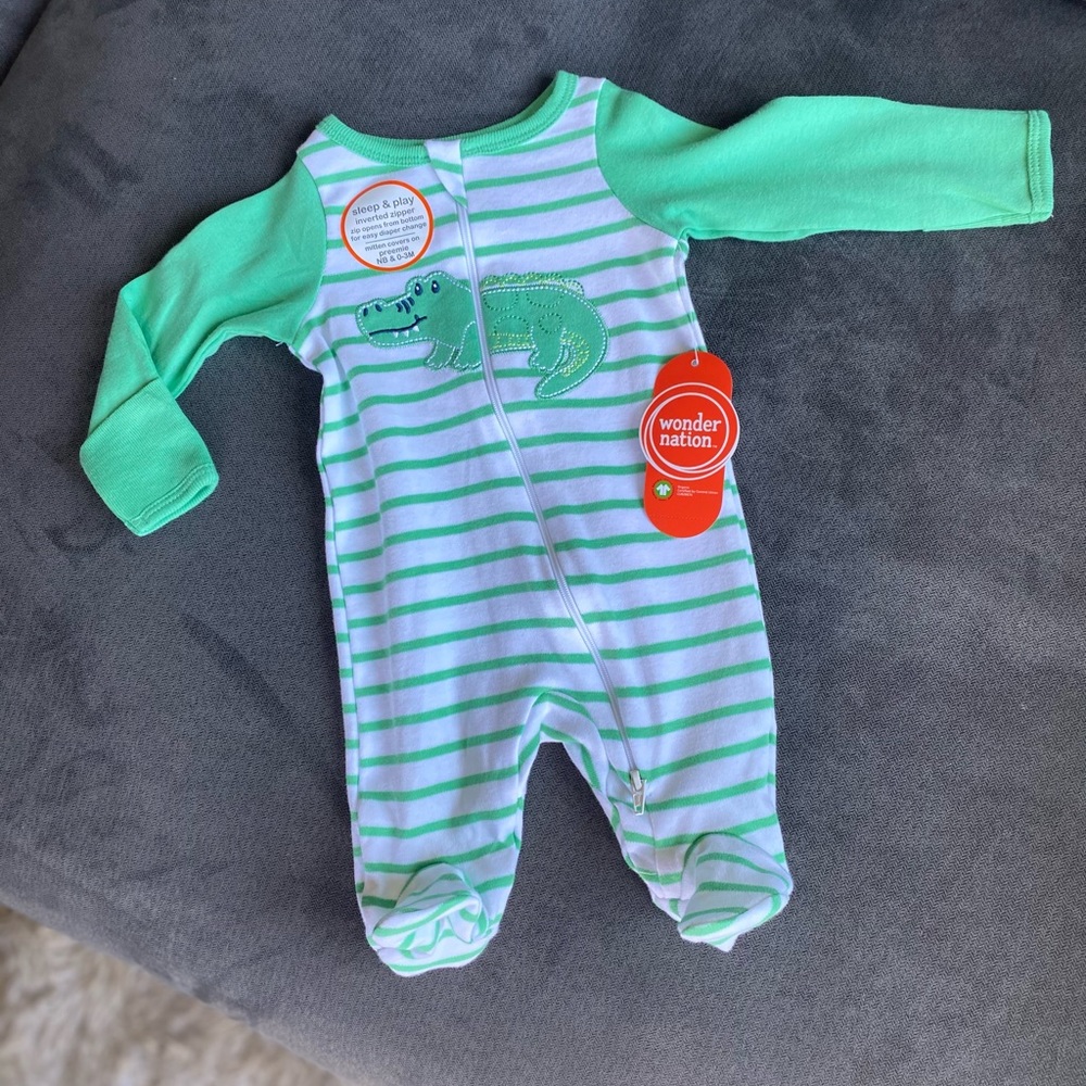 Wonder Nation Alligator Striped Footed Pajamas